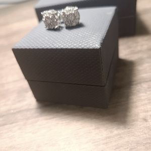 1/2 carat genuine diamond earrings, sterling silver